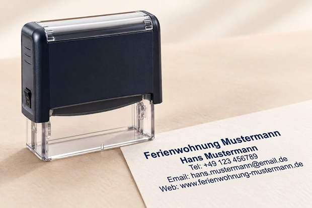 Selbstfärbender Stempel mit individuellem Stempelabdruck als Produkt-Mock-up